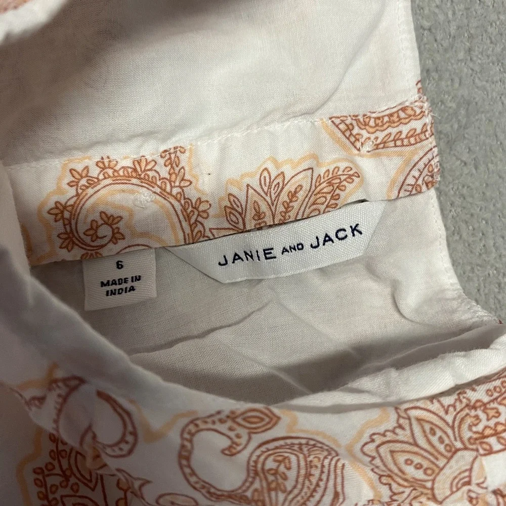 Janie‎ And Jack Dress 6 Paisley Floral Sundress Ruffle Sleeve Bow Tier Lined